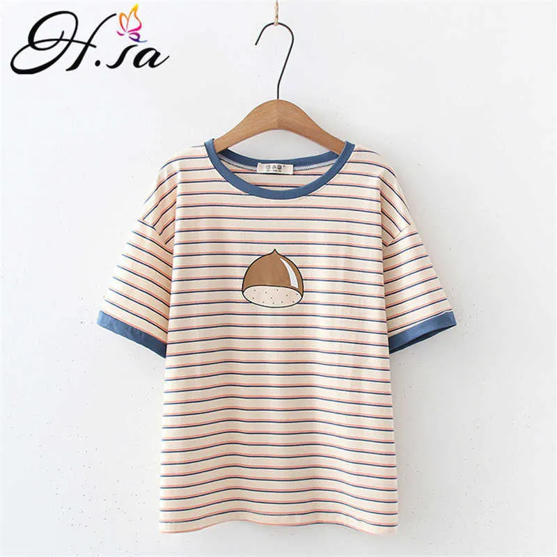 HSA Women Clothing Cartoon Fruit Fashion Summer Short Sleeve Clothes Print Tshirt Female Strawberry Tee Top Graphic T-Shirt 210716