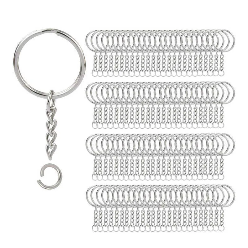 Split Key Chain Rings with Chain Key Ring and Open Jump Rings Bulk for Crafts Diy 1 Inch/25mm H0915