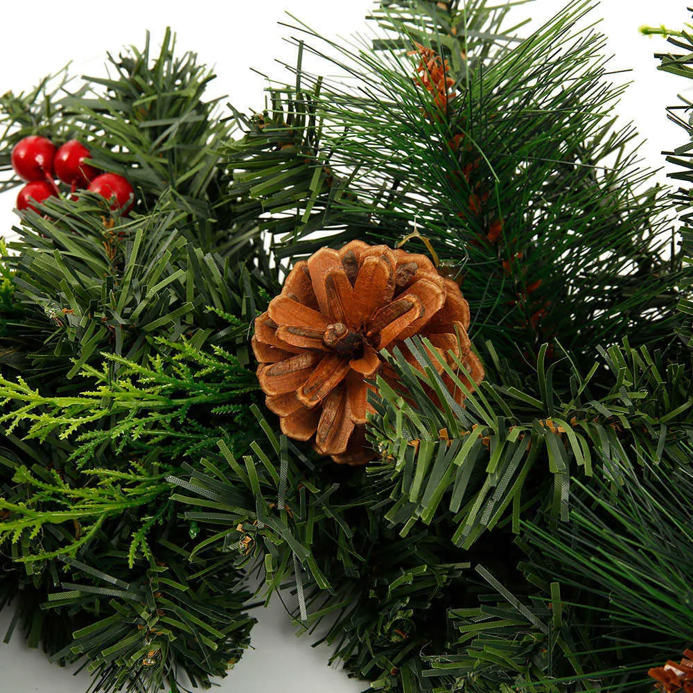 1.8 / 2.7 M Green Christmas PVC Rattan Garland Dekoracyjne Sztuczne Boże Narodzenie Kominek Girlanda Na Boże Narodzenie Dekoracji Party 211018