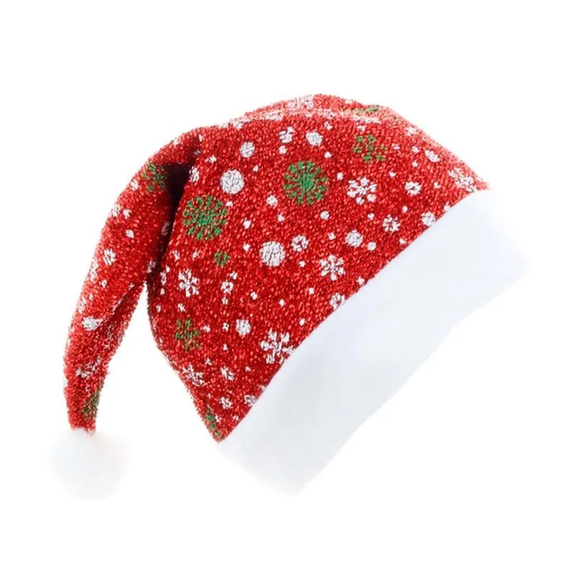 Christmas Santa Claus Hat Unisex Xmas Snowflake Cap for Holiday Decoration