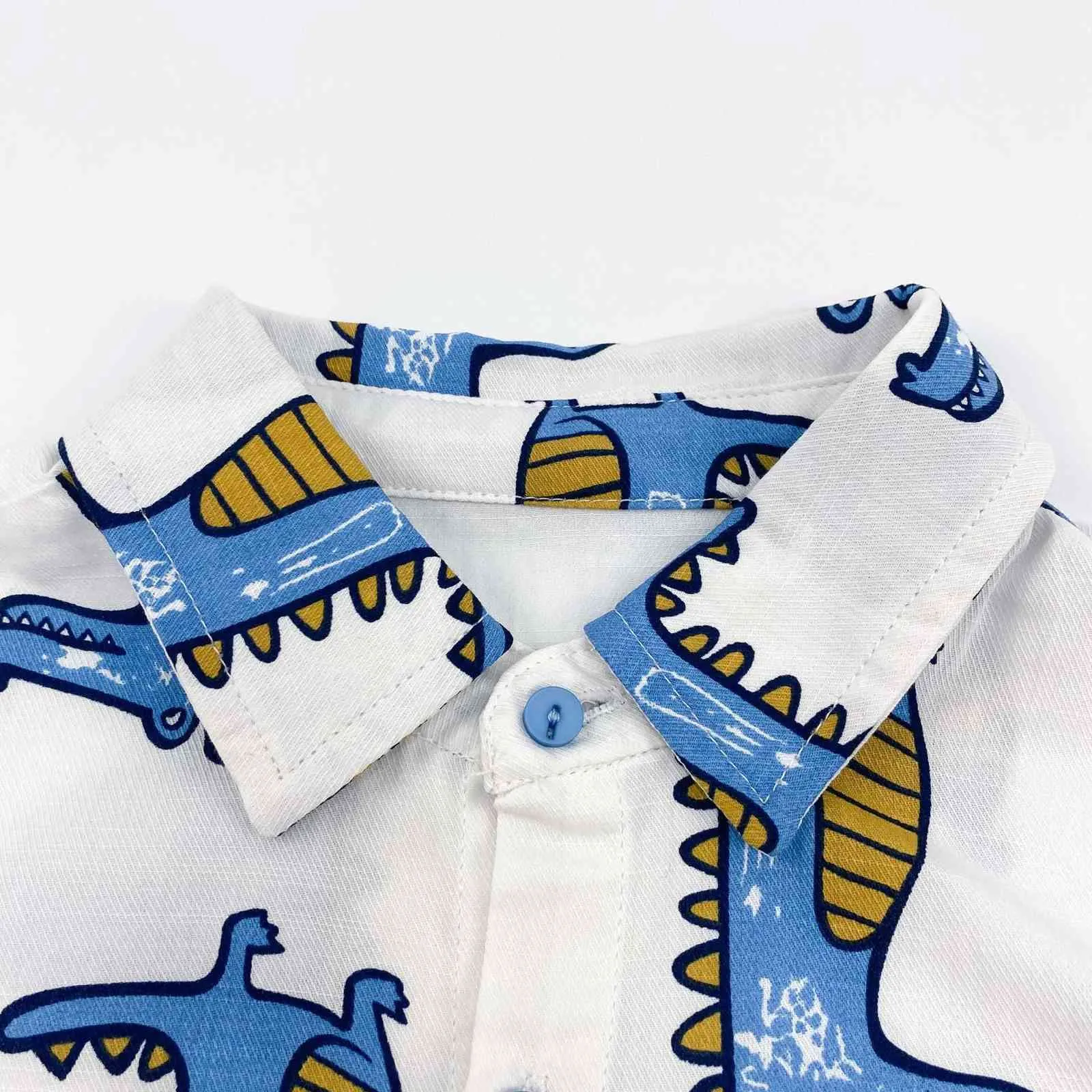 Ragazzi casual cartoni animati dinosauri stampati camicie a maniche lunghe bambini carini Top vestiti 210708