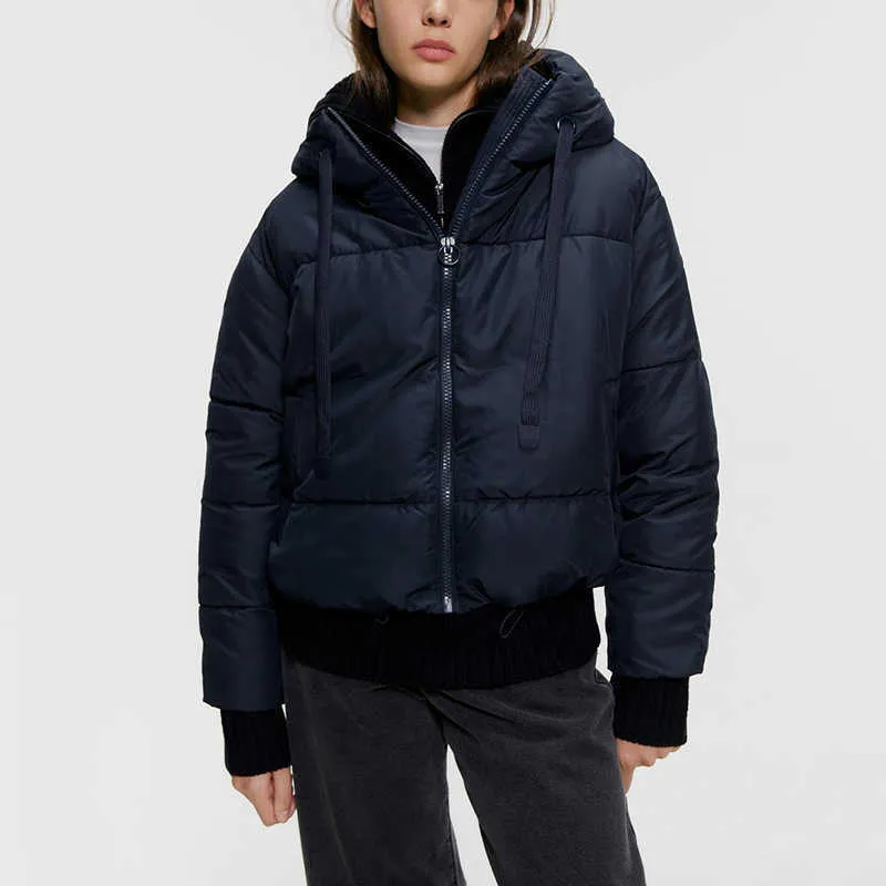 Cotton Padded Kurtka Zimowa Kapturem Parkas Kobieta Ogrzać Duży rozmiar Płaszcz Zagęścić Kobiety Casual Puffer 210916