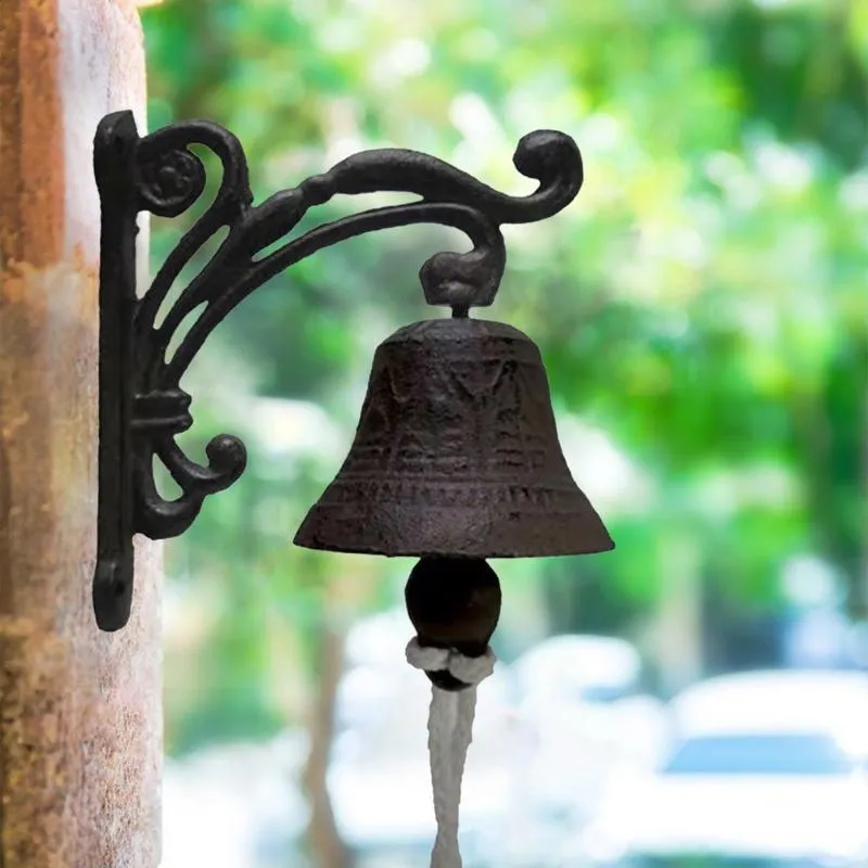 Dekorativa föremål Figurer Vintage Design Doorbell Garden Cast Iron Wall Bell Door Knocker Rustic Welcome Entrance Porch280V