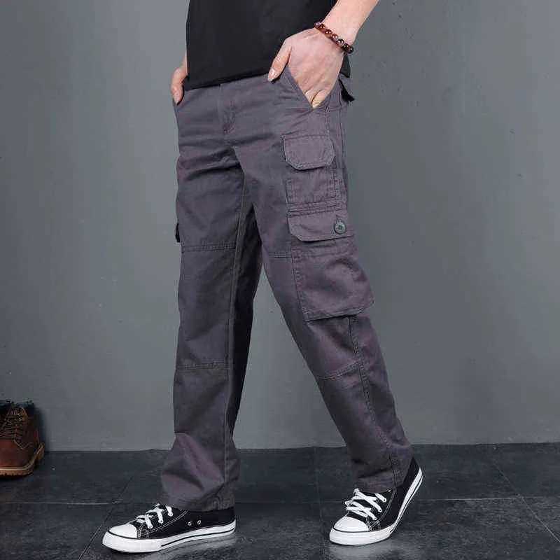 Men's Cargo Pants Multi Pockets Military Tactical Pants Male Outwear Army Straight Slacks Casual Long Trousers Plus Size 4XL 5XL H1223