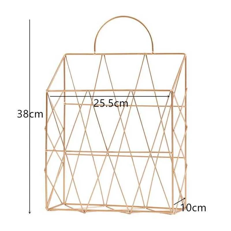 Stojak na stół do przechowywania na ścianie Magazyn Magazyn Holder Metal Drutu Geometryczny Organizator Kosz Strona główna Dekoracja Room 210705