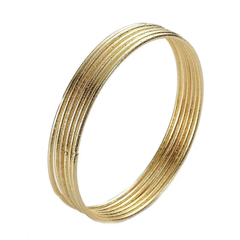 / set mode guld silverpläterade bangles armband för kvinnor 68mm stor cirkel tråd indisk bangle smycken party gåvor grossist Q0719