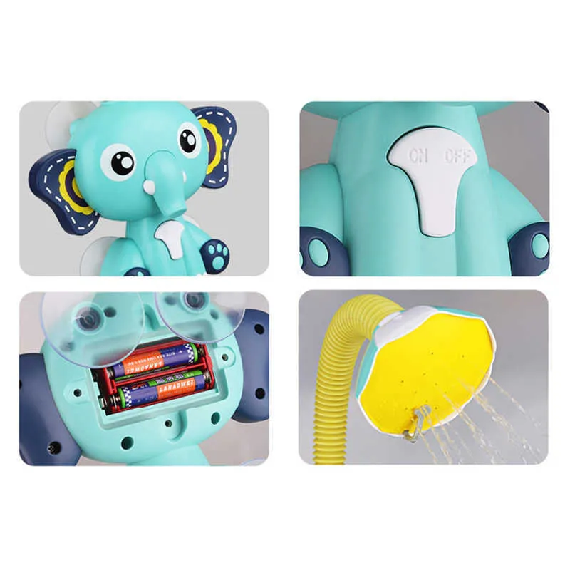 Jouets de bain de jet d'eau d'éléphant électrique pour enfants bébé salle de bain baignoire robinet douche forte ventouse enfants jeu 210712