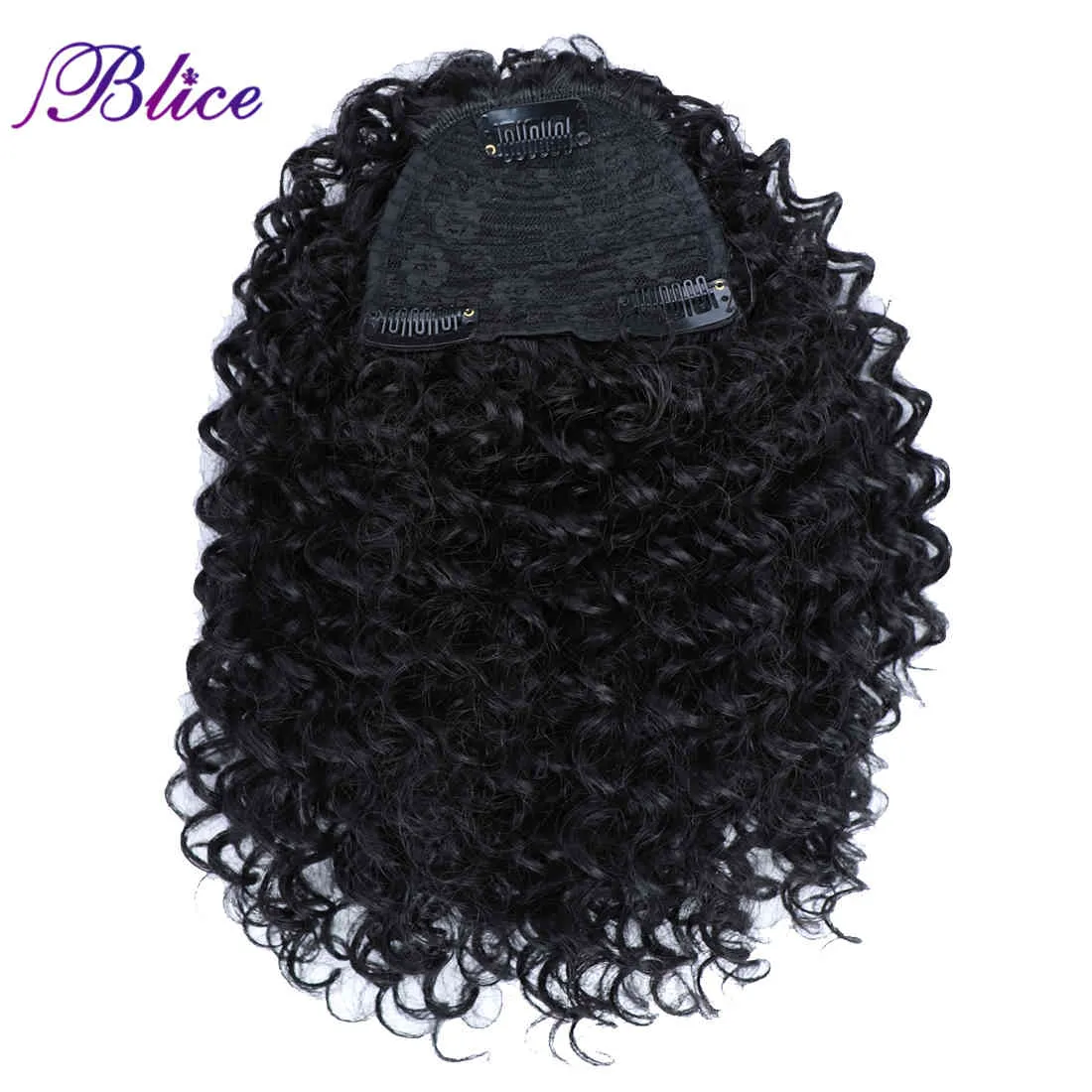 Blice Synthetic Bangs With Clips Side Part Bouncy Curls Natural Bang Long Curly Hair Extension Pieces For Women