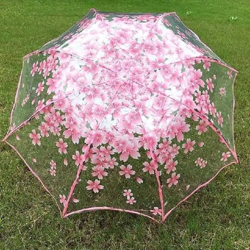 Romantico trasparente fiori trasparenti cupola a bolle simpatico designer ombrello gotico mezzo automatico vento forte pioggia ombrellone da donna H8928356