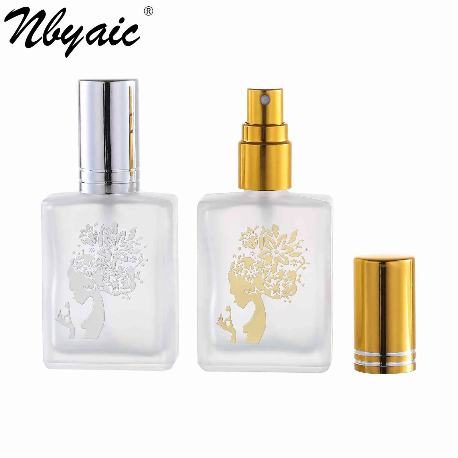 Nbyaic Parfum sous-bouteille 15 ml échantillon portable vaporisateur de parfum unique estampage à chaud argent givré verre vide bouteille