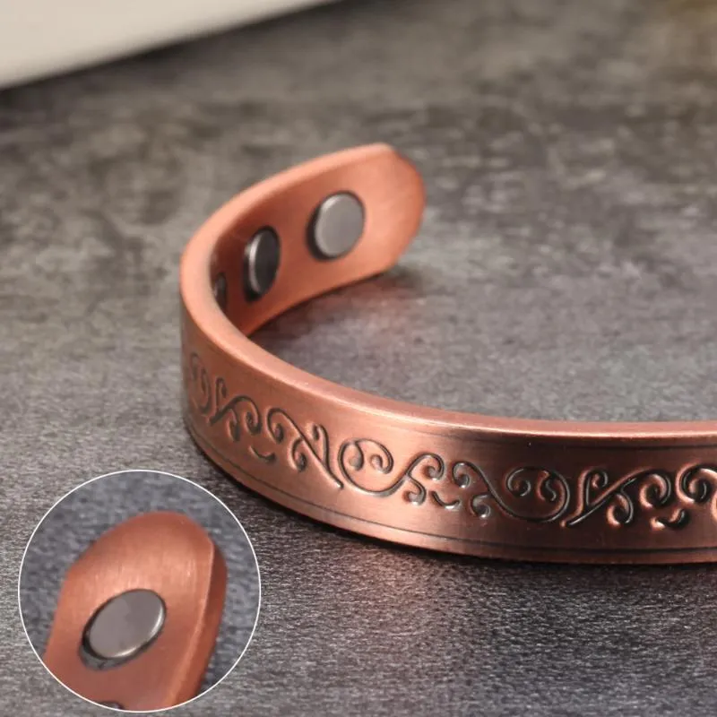Bracelet Bracelet magnétique en cuivre pur avantages 8 3mm manchette réglable arthrite soulagement de la douleur énergie Men264z