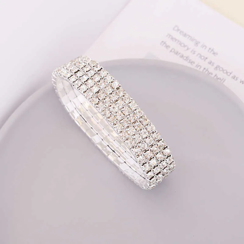 Full Rhinestone Inlaid Bracelet Mutilayers High Stretchy Sparking Bracelet Personality Fashion Jewelry Gift for Women Fs99 Q0719