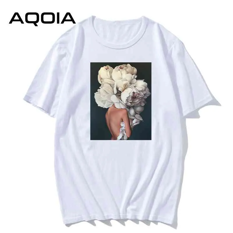 AQOIA Harajuku Femministe T Shirt Donna Manica corta T-shirt da donna Casual 90s Grafica Maglietta Grunge Estetica Top Tees Donna 210521