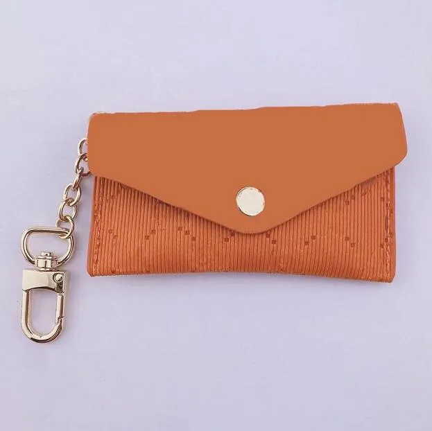 Unisex Key Pouch Leather Holders Solid Color Purse Designer Fashion Womens Mens Credit Card Holder Coin Purses Mini Wallet Bag Cha216U