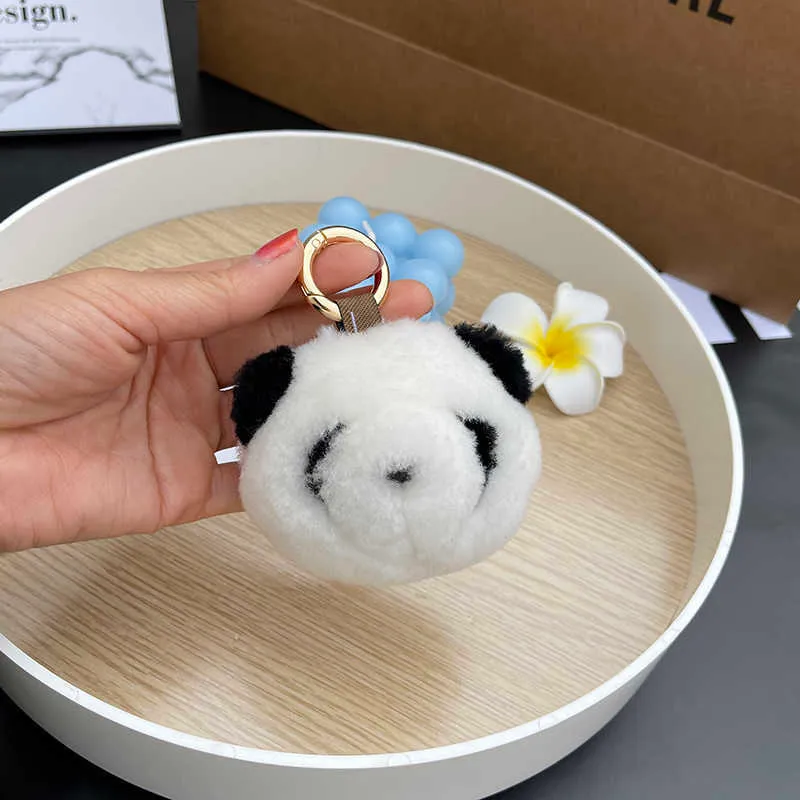 Niedliche kleine Panda -Autos Schlüsselkette Koreanes Design in Plush Doll Bag Pendant207c