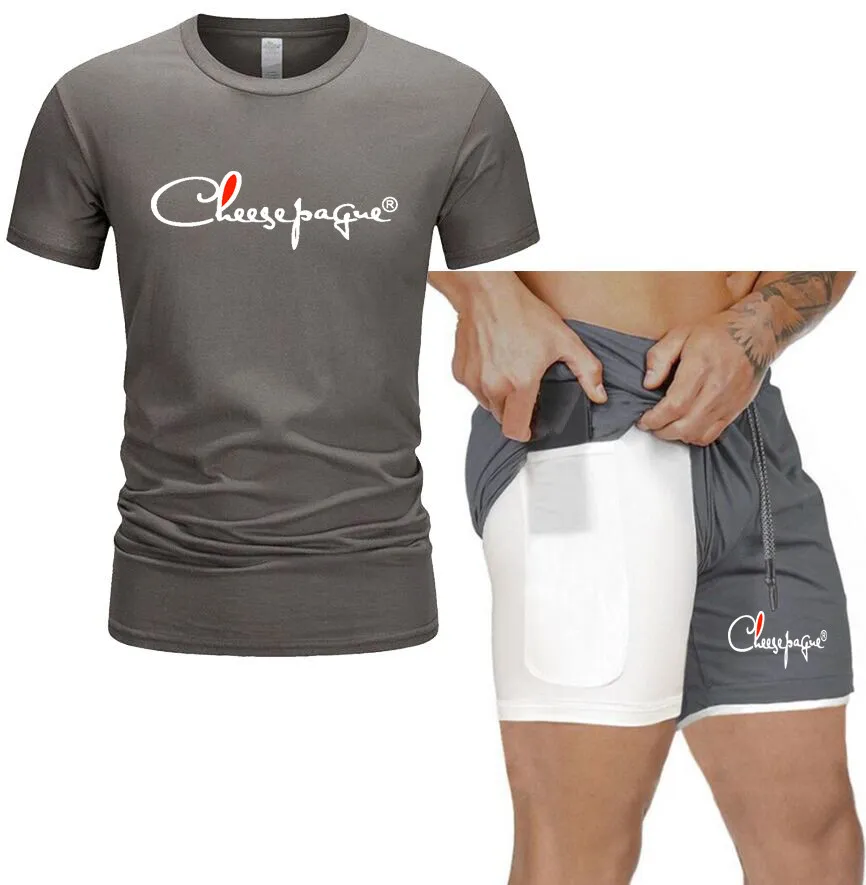 Survêtement Marque LOGO Imprimer Hommes Été À Manches Courtes Casual 100% Coton Tshirt Shorts Hommes Survêtement Tee Tops Pantalon De Survêtement Mâle Set229y