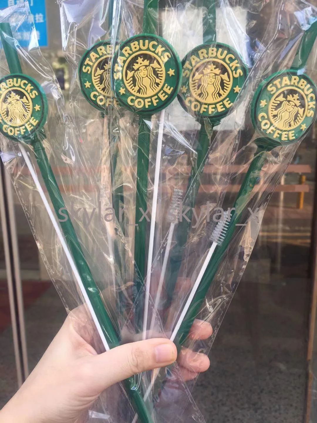2021 Starbucks PVC Soft Plástico Beber Palhas Comprimento 28cm disponível para 30oz Tumblers Bendable com Pincel de Palha Pacote único