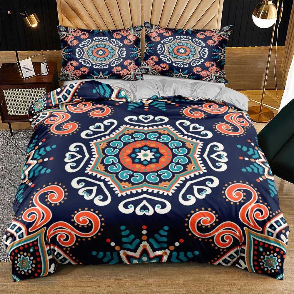 Bohemian Pattern Bedding Set Floral Themes Duvet Cover Set King Quilt Covers Pillowcases Double Single Full 200x200 Bed Linens 211007