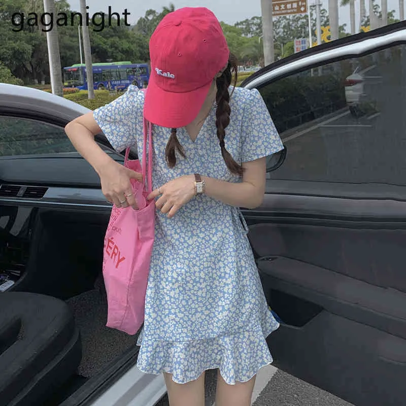 Gaganight Sweet Women Mini Short Dress Flow Fashion Lady Chic Corean Abiti donne Abiti con bodycon sottili magri 210519