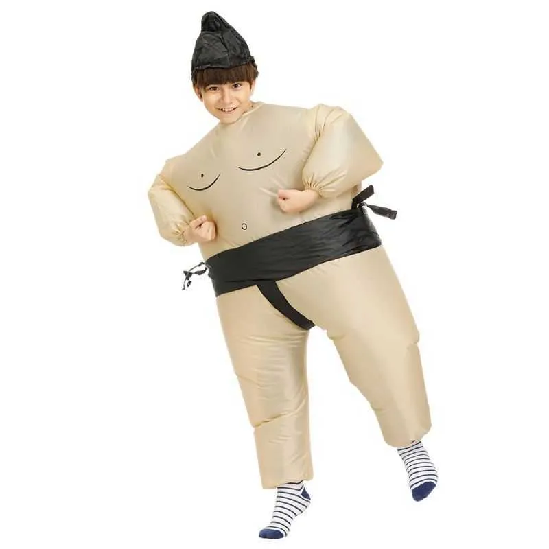 Sumo Wrestler Costume Inflatable Suit Blow Up Outfit Cosplay Party Dress for Kid and Adult Q0910