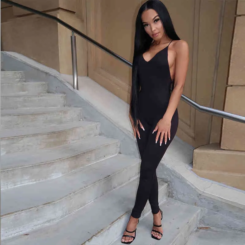 V-neck Backless Sets Women Sleeveless Sling Jumpsuits Casual Suit Clothes Back Cross Strap Romper Summer Outfits 210517
