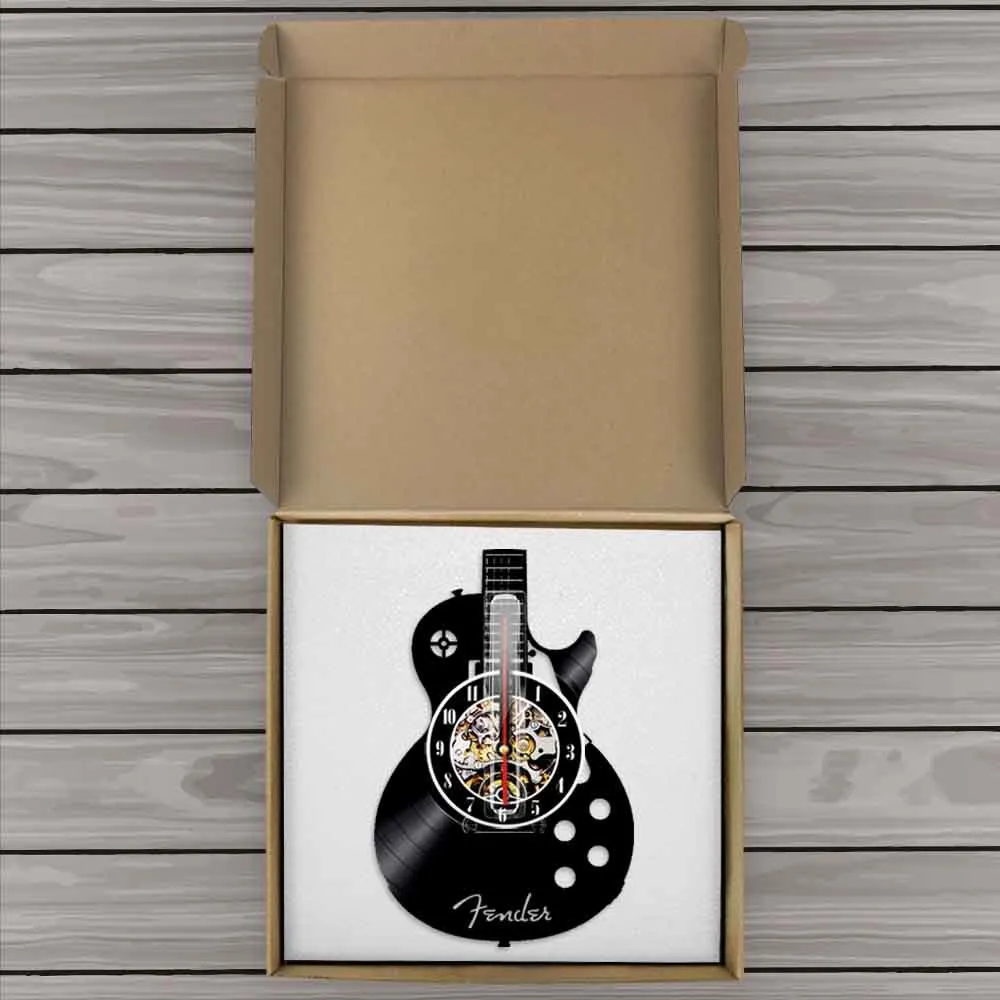 Gitara akustyczna Instrument Art Home Decor Wnętrz Wnętrze Zegar Zegar ścienny Rock N Rolki Muzyczny Prezent 210325
