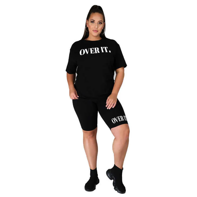 Lato 2-częściowe zestawy stroje Casual Crop Top and Shorts Plus Size Joggers Garnitury Sweaty Dres Hurtownie Drop 210721