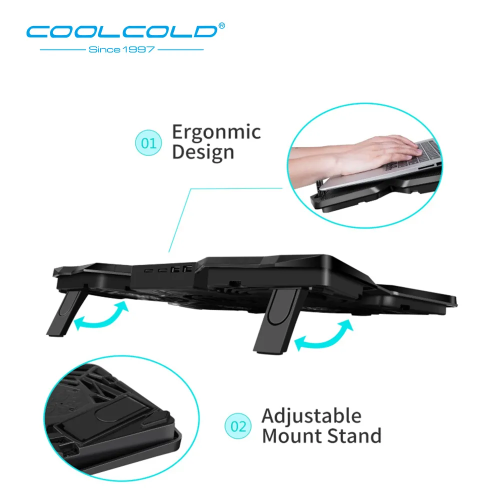 Cooling Pad Fan Cooler Notebook Velocidad ajustable con 4 ventiladores 14
