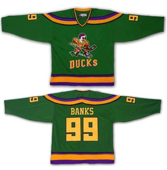 Hockey Jersey movie hockey suit game Vintage Jersey duckling 96 99 66 44 33 21 duck cartoon long sleeve cotton T-shirt Hockey Wears