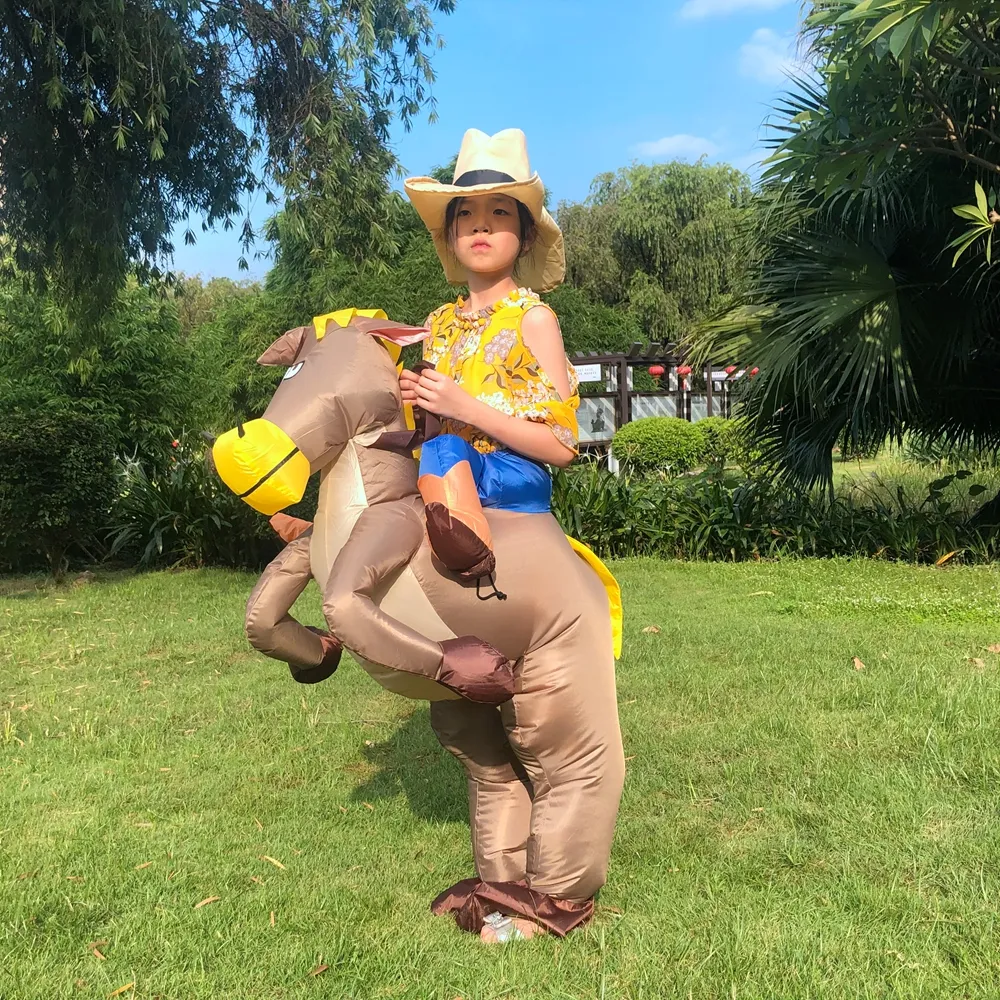 マスコットコスチュームファニーキッズ動物馬インフレータブル衣装ハロウィン衣装カーニバルパーティーロールプレイ子供男の子の女の子マスコット