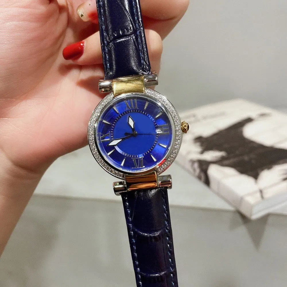 New Casual geometric Roman Number Watches Women Mother Of Pearl Shell Dial Blue green Red leather Strap ladies Quartz Clock 36mm