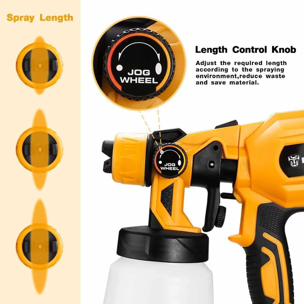 Cordless Spray Gun 800 ml HVLP Hushållsfärgsprut 3 munstycksstorlekar 20V DC Li-ion batteri Hög effekt DKSG20K2 2107193098