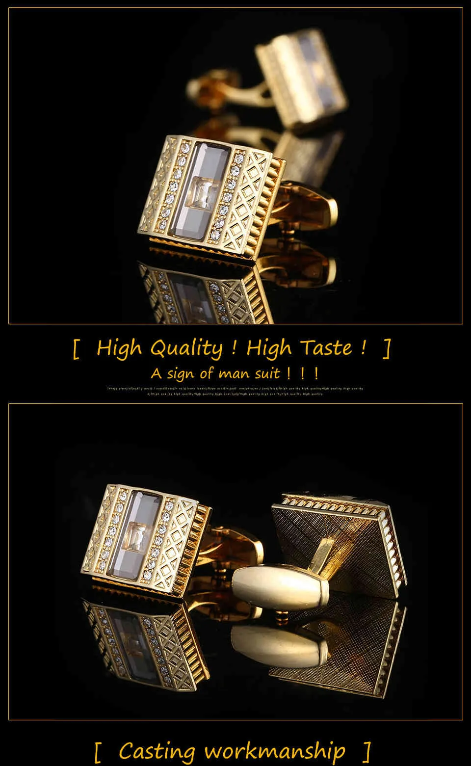 Gouden manchetknopen voor herenknoppen kristal luxe hoge kwaliteit shirt manchetknopen bruiloft geschenken manchetten met doos mannen sieraden