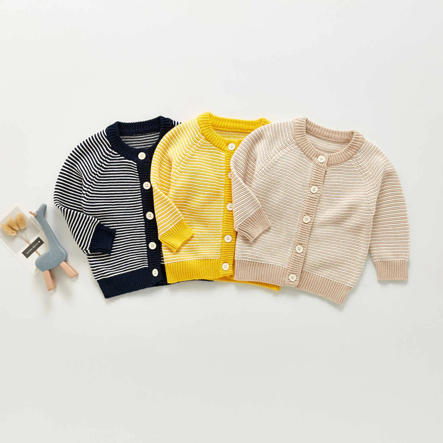 Winter Children's Clothing Sweater Baby Knitwear Boys Autumn Striped Girls Warm Kids Open Jacket Outerwear Cardigan Spring Y1024