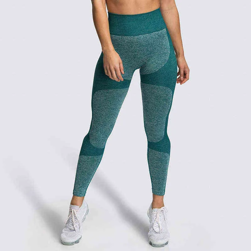 Patchwork Leggings Femmes Leggings Fitness Impression Sans Couture Taille Haute Push Up Leggings Workout Gym Pantalon Deux Couleurs 211108