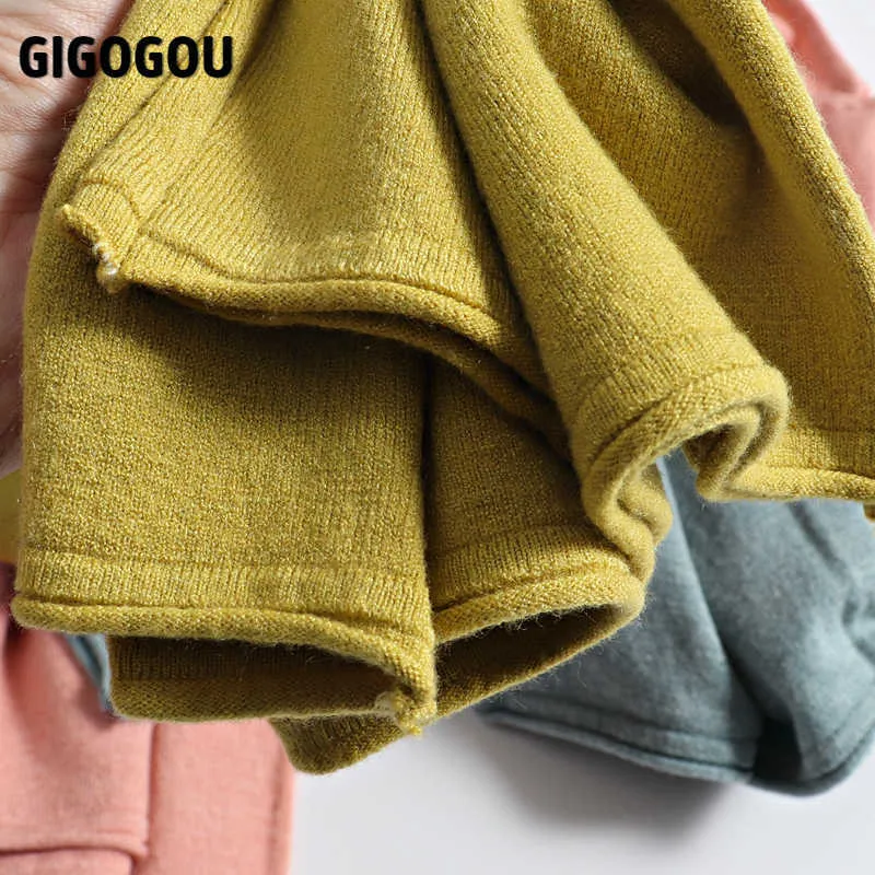 GIGOGOU Spring Sweater Women Basic Knitted V Neck Pullover Jumper Long Sleeve Slim Bodycon Sweaters Soft Warm Pull Femme Jersey 211011