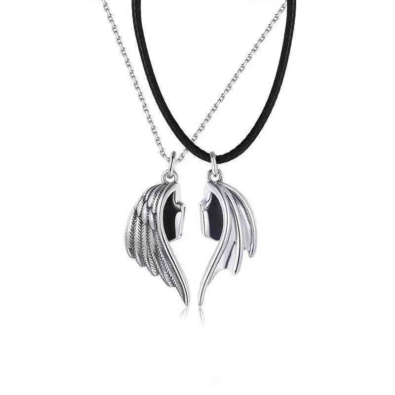 Nouveau 2021 Couple collier clavicule chaîne femmes diable protège ange diable e amoureux collier pour femmes hommes mode bijoux G1206