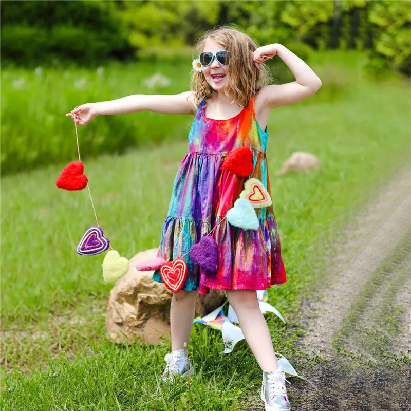 2021 Spring Girls Kleed Gloednieuwe aankomst Kinderen Pastel Rainbow Dress Cotton Anklelength Princess Dress For Girls Casual Clothing6541713