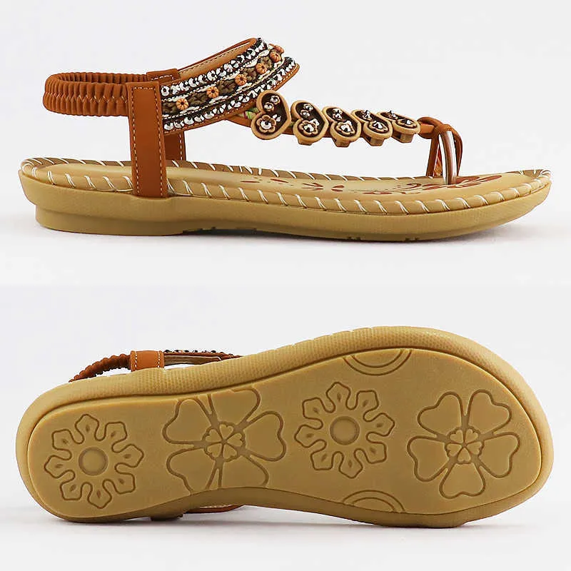 Toe Post Sandals For Women Resorts Outdoor Summer Sandals Print Soft Retro Sandals Ladies Hiking Designer Slides Plus Size 41-43 Y0721