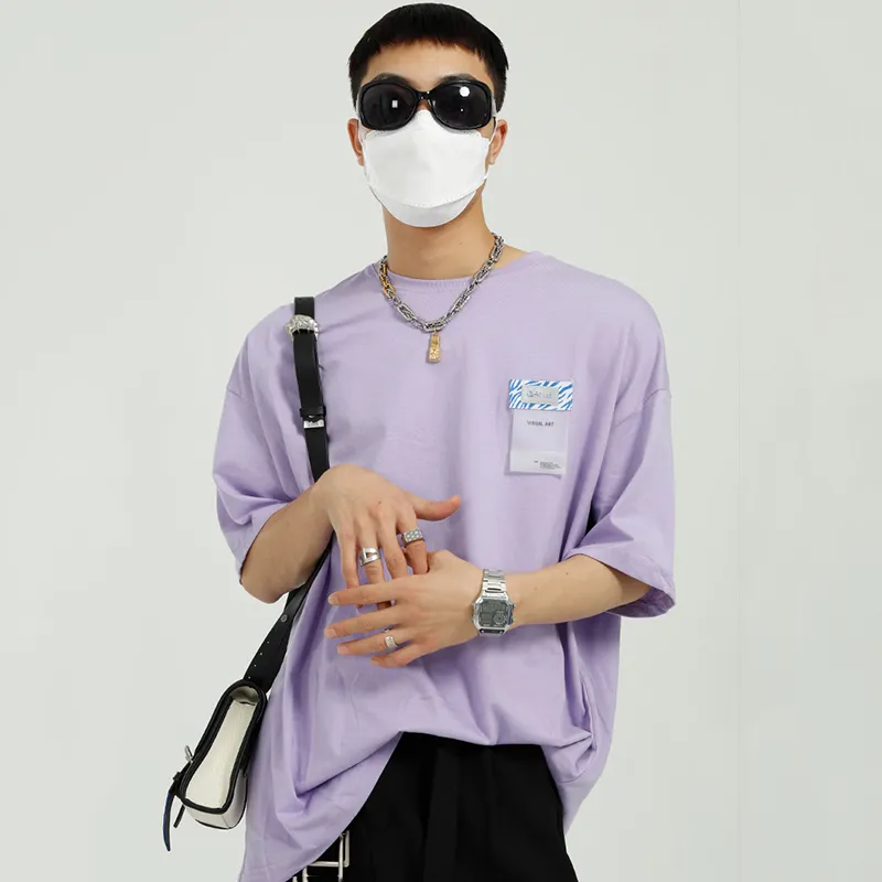 IEFB мужская одежда летняя корейская свободная этикетка дизайн футболки мужская мода личности с коротким рукавом негабаритные вершины 9Y7104 210524