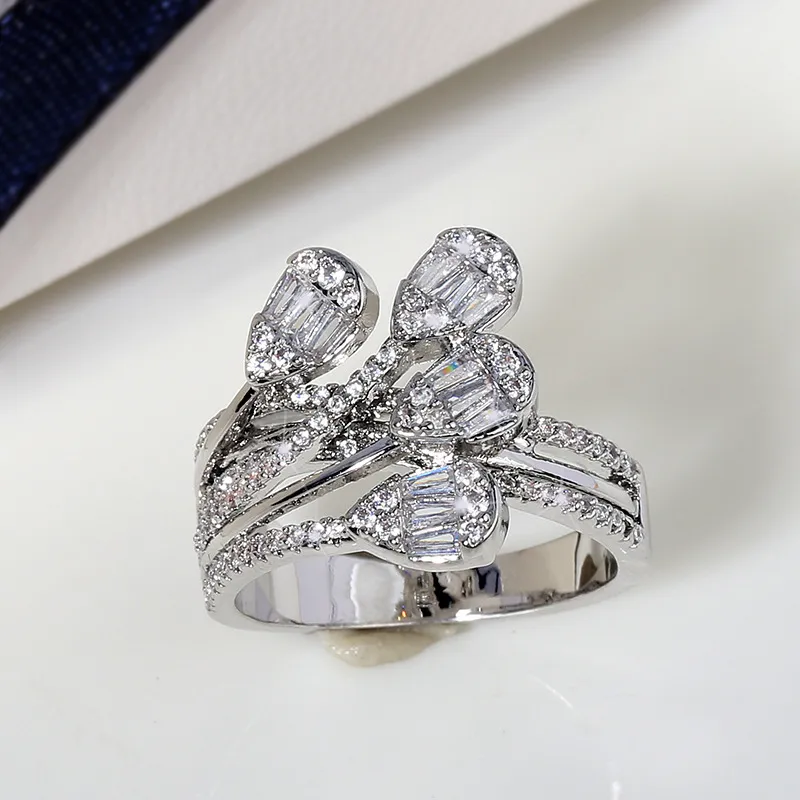 14K White Gold FL Dimond Ring for Women Fine Bizuteri nillos De Wedding with Cushion Zirconi Gemstone 14K Gold Rings Jewelry5326787