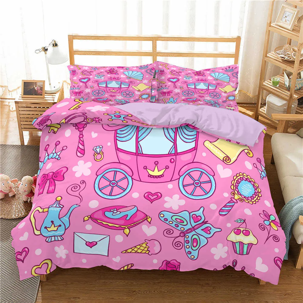Fairy Tale Castle Princess Cute Bedding Sets Lovely Duvet Cover, Pillow  Case 2/Set For Girls In Twin And Single Sizes 210615 From Shanye10, $22.78