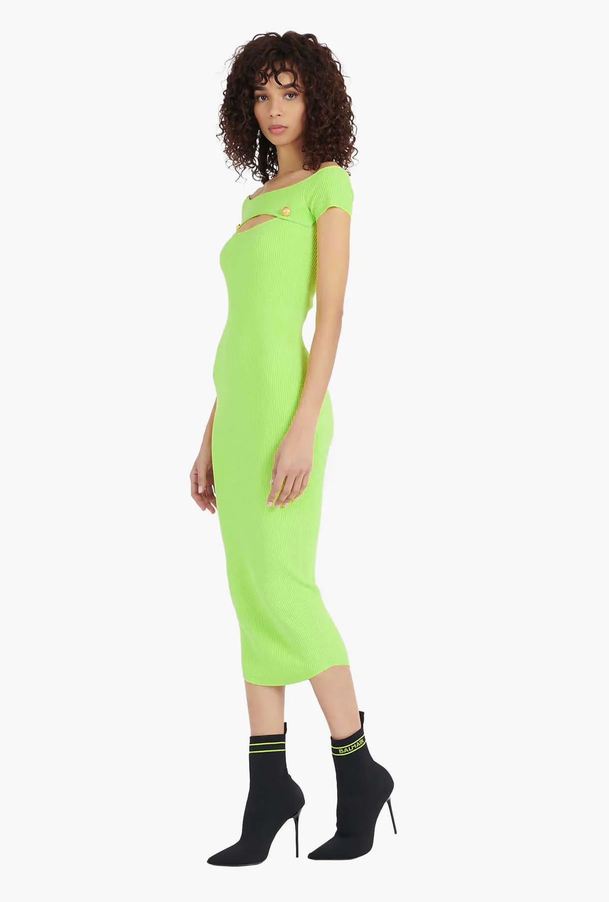 Ocstrade vestido de atadura Chegada neon verde bodycon mulheres verão sexy corte outfits midi party clube 210527