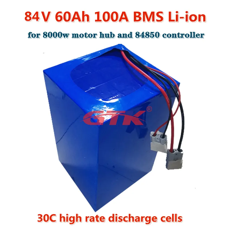 Batteria GTK ricaricabile a ciclo profondo agli ioni di litio da 84 V 60 Ah hub motore da 8000 W e controller 84850