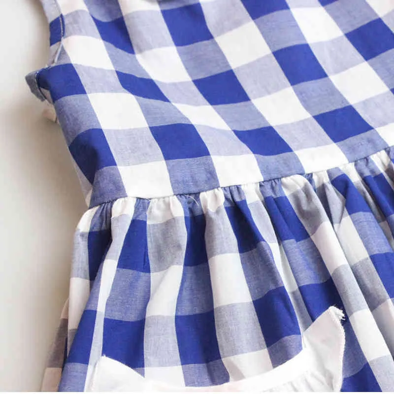 Girls Dress European and American Style Plaid Print Sleeveless Princess Summer Children's Party 3-7Y 210515