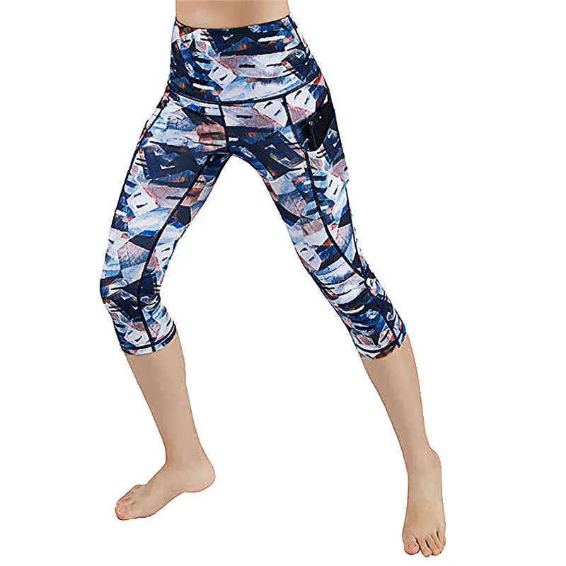 Sommer Nahtlose Sport Leggings Frauen Yoga Hosen mit Taschen Capris 3/4 Laufhose Weibliche Crop Leggins Fitness Strumpfhosen A40 H1221