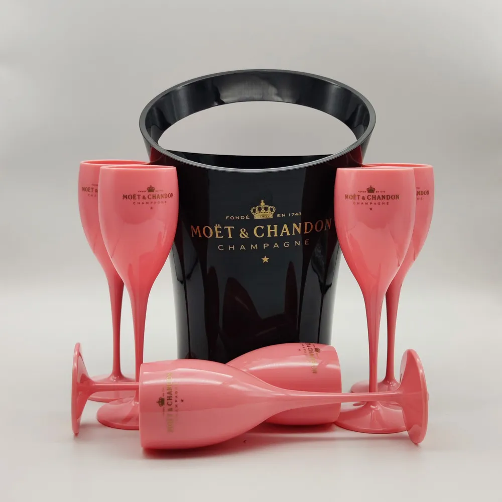 Moet chandon nero Secchiello il ghiaccio e rosa Bicchiere da vino Calici in acrilico Bicchieri da champagne Bar da matrimonio Party Bottle Cooler 3000ml300b