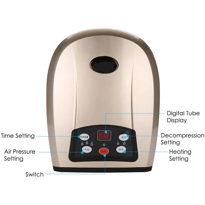 Elektryczny masażer ręczny bezprzewodowy palec palmowy Maszyna sprężania powietrza z terapią masażu akupresji cieplnej drętwienie
