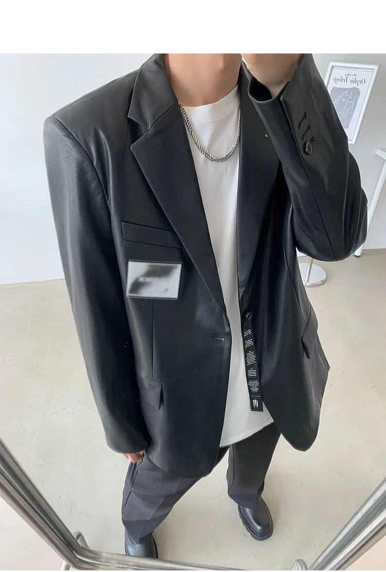 IEFB coréen étiquette conception noir costume manteau vêtements pour hommes lâche décontracté Streetwear Cool bouton unique à manches longues Blazer Y6747 210524
