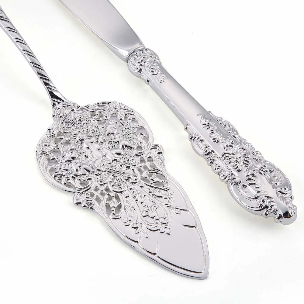 925039039 Silver Wedding Cake Servera Set Small Shovel Knife Barock Party Decorating Birthday Silverware Christmas Gift 21101729955